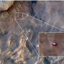 Thats the rover Curiosity taken from spaceEvery time I look this image it makes me feel proud about the advancements humankind has made in spacetech