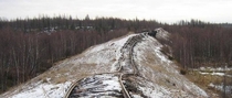 The abandoned arctic circle Salekhard-Igarka railway its construction was part of Stalins gulag system 