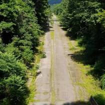 The abandoned Pa Turnpike from atop the Rays Hill Tunnel This narrow roadway once carried Interstate  in the late s