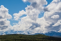 The Alaska Range near Mt McKinley with Towering Clouds 