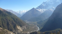 The Annapurna really offers amazing sceneries Photo taken near Manang Nepal Elevation  meters 