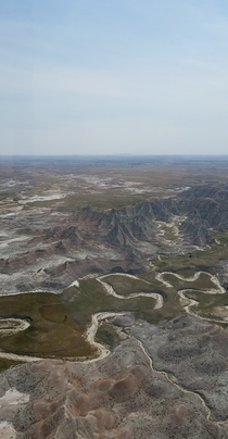 The Badlands in South Dakota from the air 