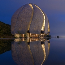 The Bahai continental temple in Chile the structure was created with translucent marble from Portugal 