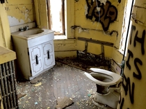 The bathroom of a watchtower at an abandoned prison More to come later