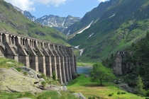 The beautiful but tragically failed Gleno Dam Province Bergamo northern Italy 