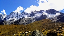 The beautiful monster Salkantay Mountain as seen backpacking to Machu Picchu near Cusco Peru OC 
