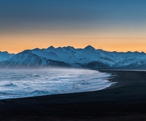 The beauty of a black sand beach in Iceland  during the blue hour and a windy day  - Insta glacionaut