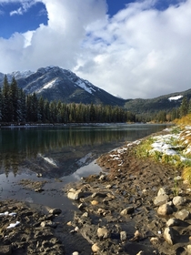 The Bow river after a surprise snowfall in early September Yes it all melted in a few hours 