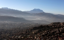 The city of La Paz pictured from El Alto Bolivia 
