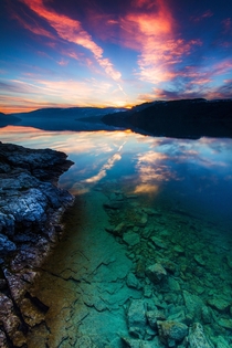 The clear emerald waters of Kalamalka Lake British Columbia 