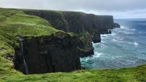 The Cliffs of Moher through a brief break in the clouds 