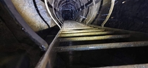 The climb down the slippery old ladder into the mine takes  steps non stop Once at the bottom the explore can begin of the  million pound weed farm busted in  UK worth anyones time  link to full video on my profile thankyou
