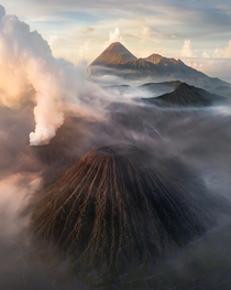 The clusters of volcanoes at the Tengger massif East Java Indonesia 