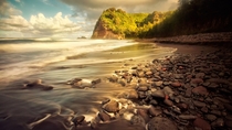 The coastline of the Pololu Valley on the north shore of the Big Island of Hawaii 