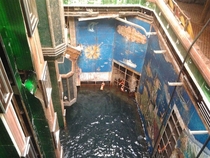 The Costa Concordia atrium elevators This image is from deck  the atrium extends down to deck  which is about  decks below the water line