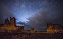 The Courthouse Towers in Arches National Park Utah  Photographed by Steve Rengers