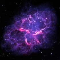 The Crab Nebula as seen by Herschel and Hubble 