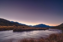 The crescent moon setting on Saturday night near Mt Sunday New Zealand where Edoras was filmed in LOTR 