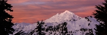 The days first light on Mt Baker North Cascades WA 