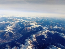 The endless Italian Dolomites taken from my airplane window 