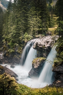 The first one of the Simmenflle - a cascading series of waterfalls going down a ravine in Lenk Switzerland 