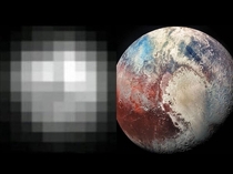 The first photo of Pluto vs the last