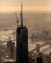 The Freedom Tower in NYC when it was still under construction viewed from the West 