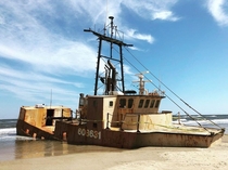 The FV Ocean Pursuit ran aground just  months ago in the Outer Banks and is already disappearing into the sand