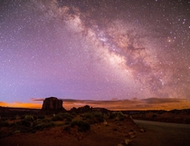 The galactic core rising in Monument valley Utah 