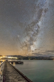 The galactic core rising over Banks Peninsula Canterbury New Zealand 