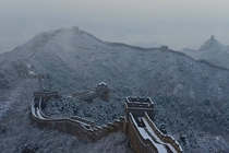 The great wall after snowfall in Hebei Province China 