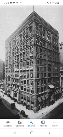 The Home Insurance Building was the first skyscraper ever built It was constructed in Chicago in  by William Lee Baron Jenney It was  floors and  feet which was a staggering height at the time It was so great he even built a second building called the Sec