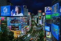 The iconic billboard laden intersection of Shibuya Crossing in Tokyo Japan 