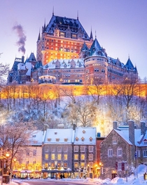 The iconic Chteau Frontenac in the Upper Town of Quebec City overlooking the Lower Town Quebec City Quebec Canada