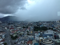 The incoming rain Took this picture in the Waterfront Complex Tower C in POS Trinidad with my phone