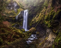 The influencer While shooting this comp a wilderness influencer appeared magically down in front of the waterfall so I decided that making him part of the final photo actually help show the scale of this waterfall as well location  Washington state OC  IG