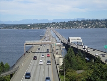 The Interstate  floating bridges connecting Seattle with Mercer Island 