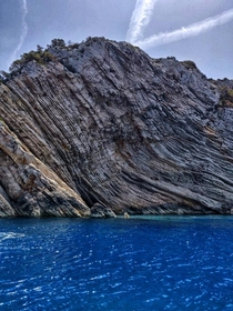 The island Libre in the Adriatic Sea Croatia Named so because the rock face looks like pages from a book due to erosion from the sea and wind   x