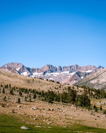 The Kaweah Peaks on a fine August morning Sequoia National Park California 