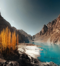 The lake was formed due to a massive landslide at Atta-abad Village in Hunza Valley in Gilgit-Baltistan Pakistan 