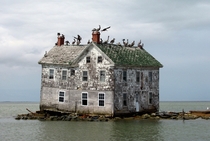 The last house on Holland Island in Chesapeake Bay Maryland before it collapsed into the sea 