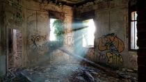 The main hall of an old italian sanitarium after  years of abandonment 