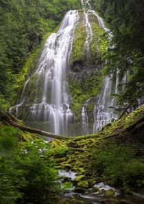 The massive ft tall Lower Proxy falls from Willamette National Forest Oregon 