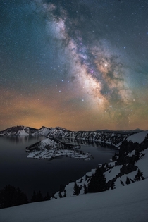 The Milky Way above Crater Lake Oregon on a clear night OC  ross_schram