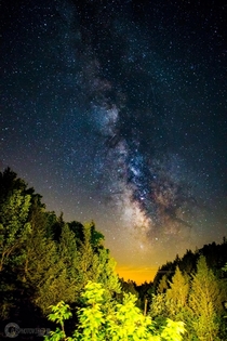 The Milky Way amongst a valley of trees along the Delaware Water Gap PA 