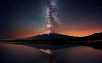 The Milky Way over Mount Fuji Japan 