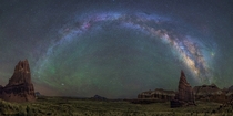 The Milky Way seen over Capitol Reef National Park in Utah -image panorama by David Lane 