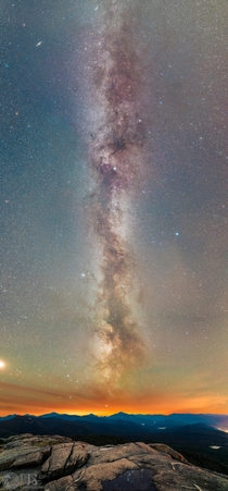 The Milky Way soaring high above Cascade Mountain in the Adirondacks NY as captured this  image tracked pano