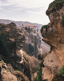 The monasteries of Meteora in central Greece built on top of steep cliffs 