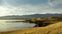 The mountain backdrop from the coast of Kaikoura New Zealand 
